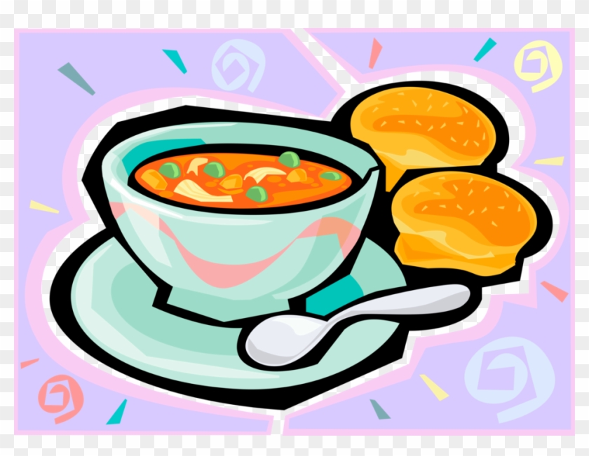 Vector Illustration Of Lunch Bowl Of Vegetable Soup - Soup Clip Art #1090842