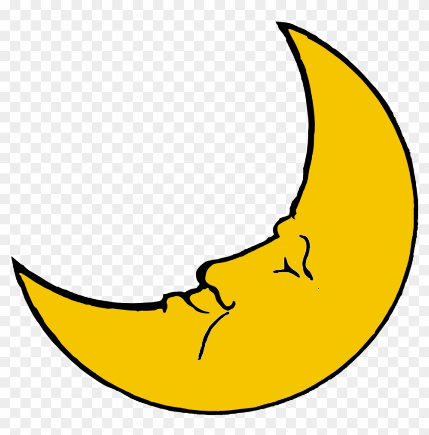 Clipart Of Moon, Thehun And Banana - Crescent Moon Cartoon #1091062