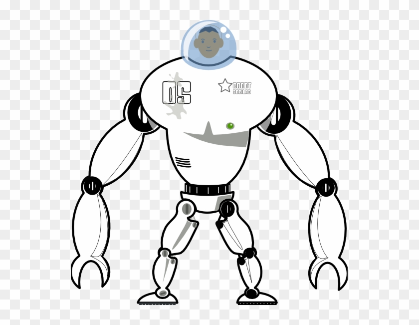 Tripulated Robot Black White Clipartist - Clip Art #1091167