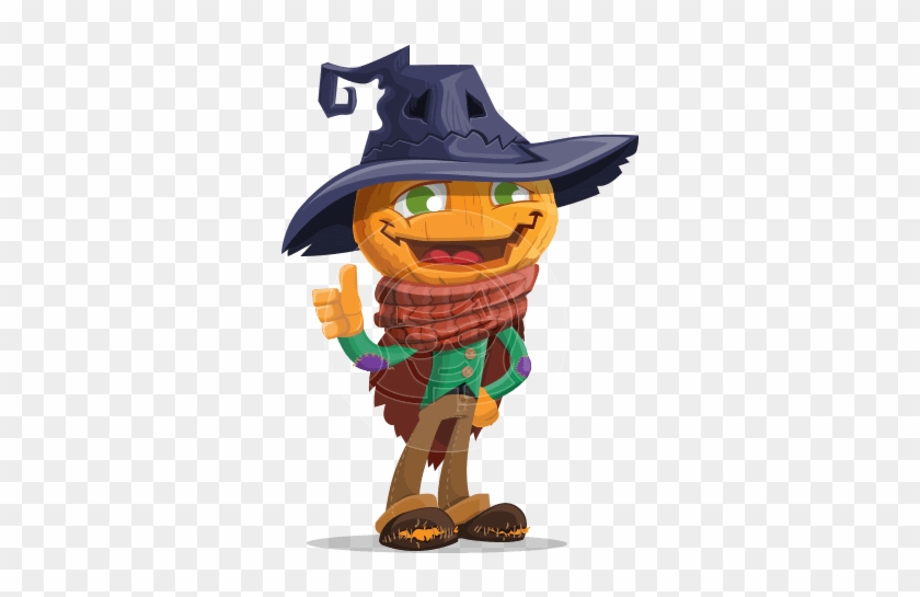 A Scarecrow Vector Cartoon With A Pumpkin Head And - Jack-o'-lantern #1091311