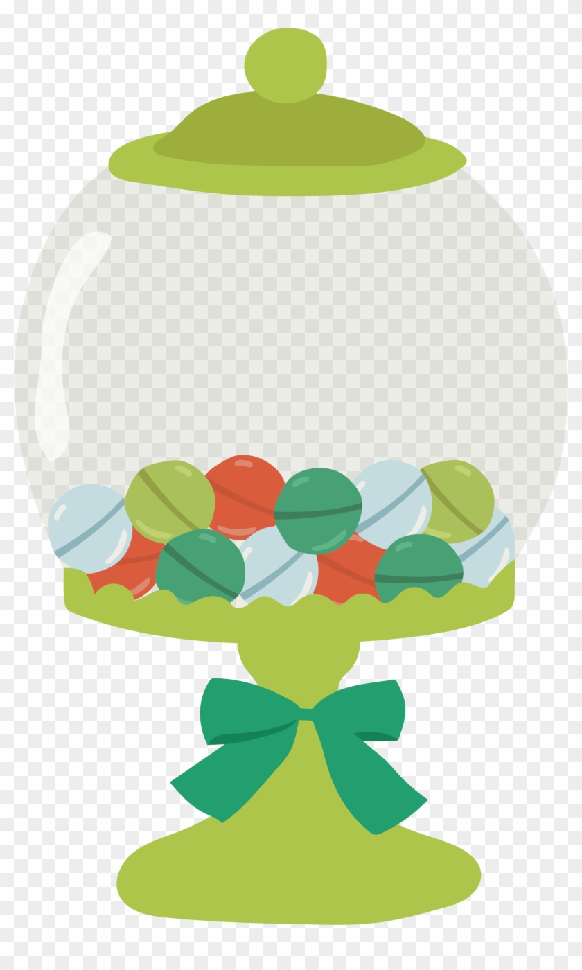 Cotton Candy Lollipop Clip Art Green Glass Candy Jar - Glass #1091485