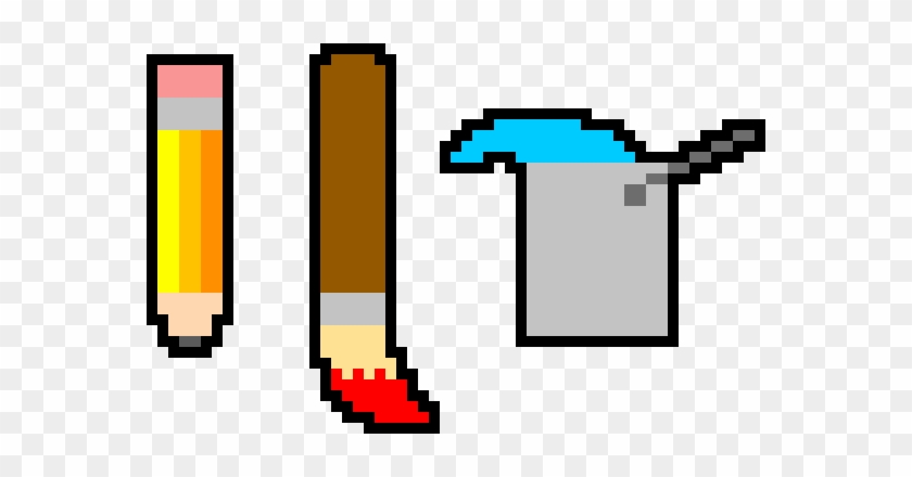 Pencil, Brush & Paint Bucket Tools - Pixel Art Paint Brush - Full Size