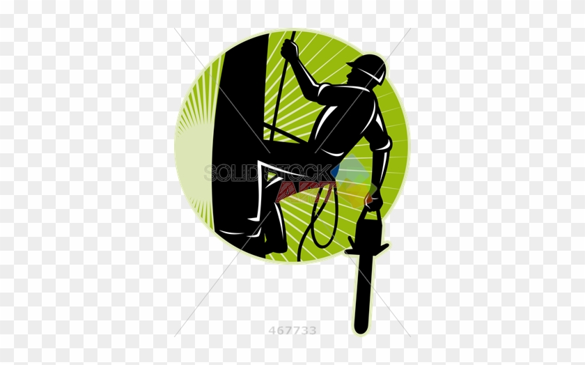 Stock Illustration Of Retro Cartoon Rendering Of Arborist - Tree Trimming Business Cards #1091501