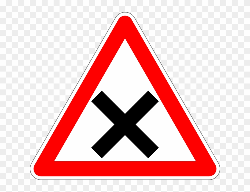 Sign, Road Sign, Traffic Sign, Crossroads, Right Of - Traffic Sign Black Circle #1091840