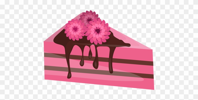 Triangle Cake Slice With Flowers - Png Flor De Pastel #1091904