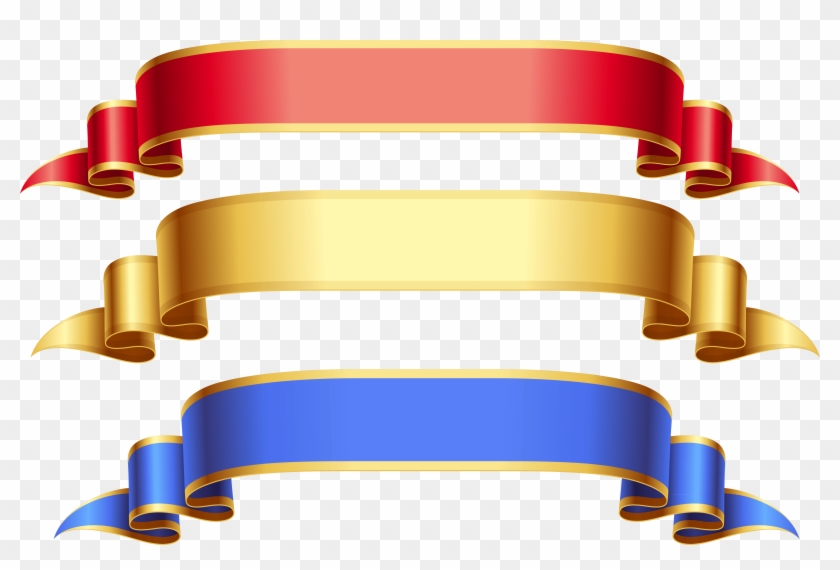 Gold Trim Decoration Clipart No Background - Blue And Gold Ribbon #1092072