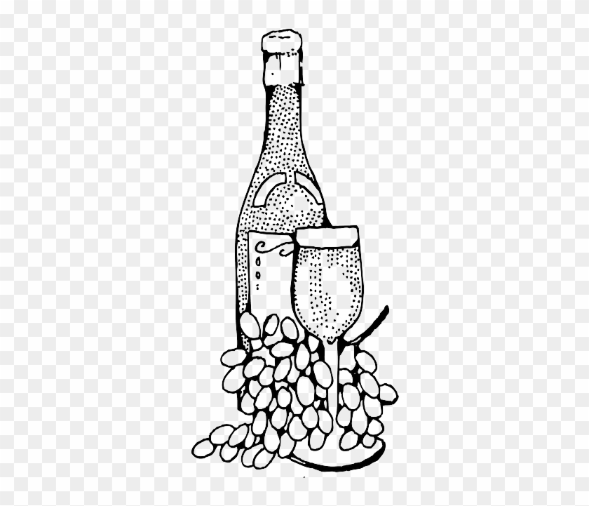 Drawing Red, Black, Glass, French, Wine, Outline, Drawing - Wine Bottle Clip Art #1092189