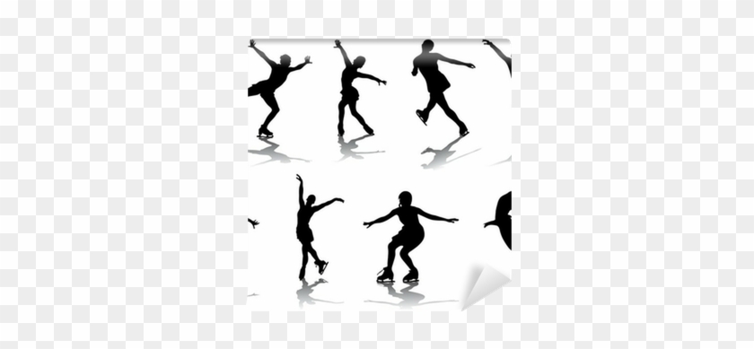 Silhouettes And Shadows Of Skating, Vector Wall Mural - Patinaje Artistico Ruedas Vector #1092366