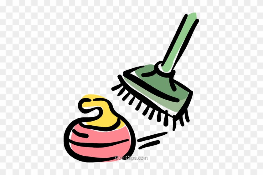 Curling Rock And Broom Royalty Free Vector Clip Art - Clip Art #1092427