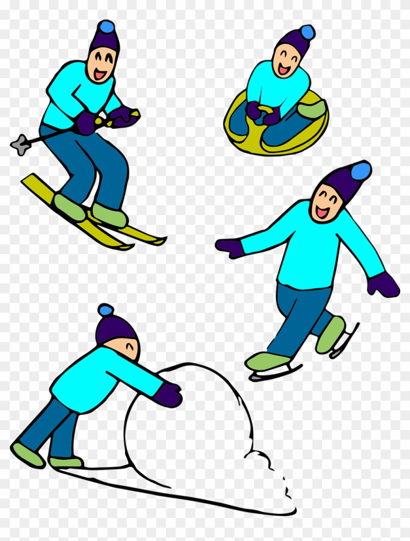 Ice Skating Winter Sport Skiing Clip Art - Gambar Main Sky Ice Kartun Png #1092457