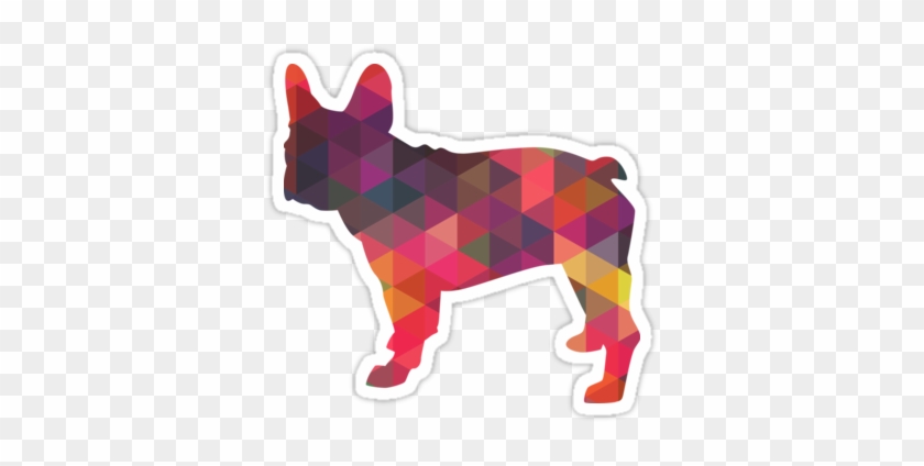 French Bulldog Colorful Geometric Pattern Silhouette - French Bulldog Green Silhouette #1092792