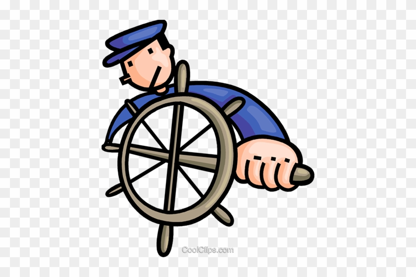 Captain At The Helm Royalty Free Vector Clip Art Illustration - Captain Clip Art #1092840