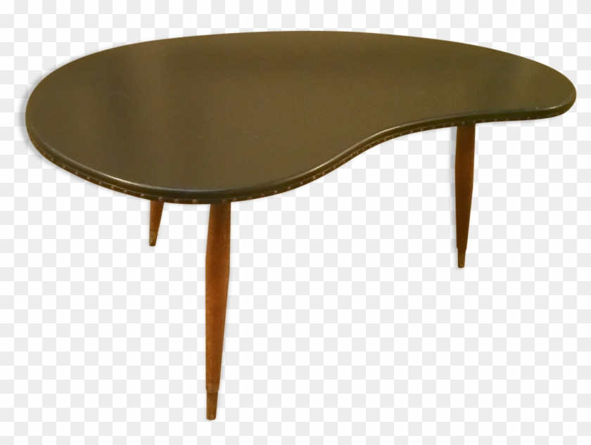 Table Low Tripod 50/60s Black Skai Kidney Shape - Coffee Table #1092951