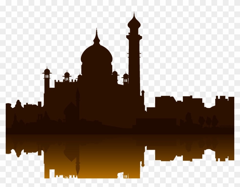 Taj Mahal Building Silhouette - Silhouette Taj Mahal #1093011