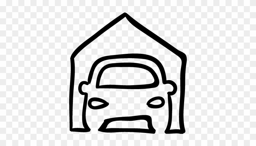 Car Outline In Garage Vector - Carro Na Garagem Desenho #1093130