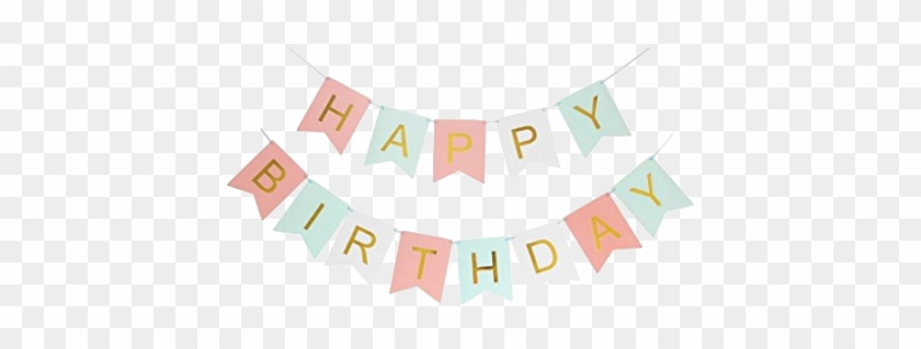 Happy Birthday Bunting - Powerm Pastels Pink White Blue Happy Birthday Bunting #1093263