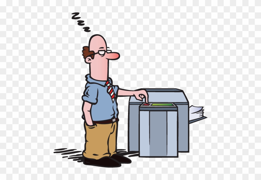 Man Asleep Standing At Copy Machine - Copier Machine Illustration #1093399