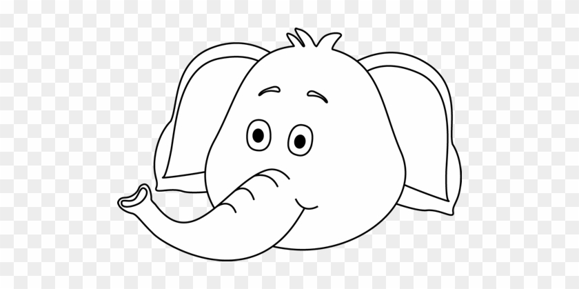 Elephant Face Clip Art - Elephant Face Clipart Black And White #1093411