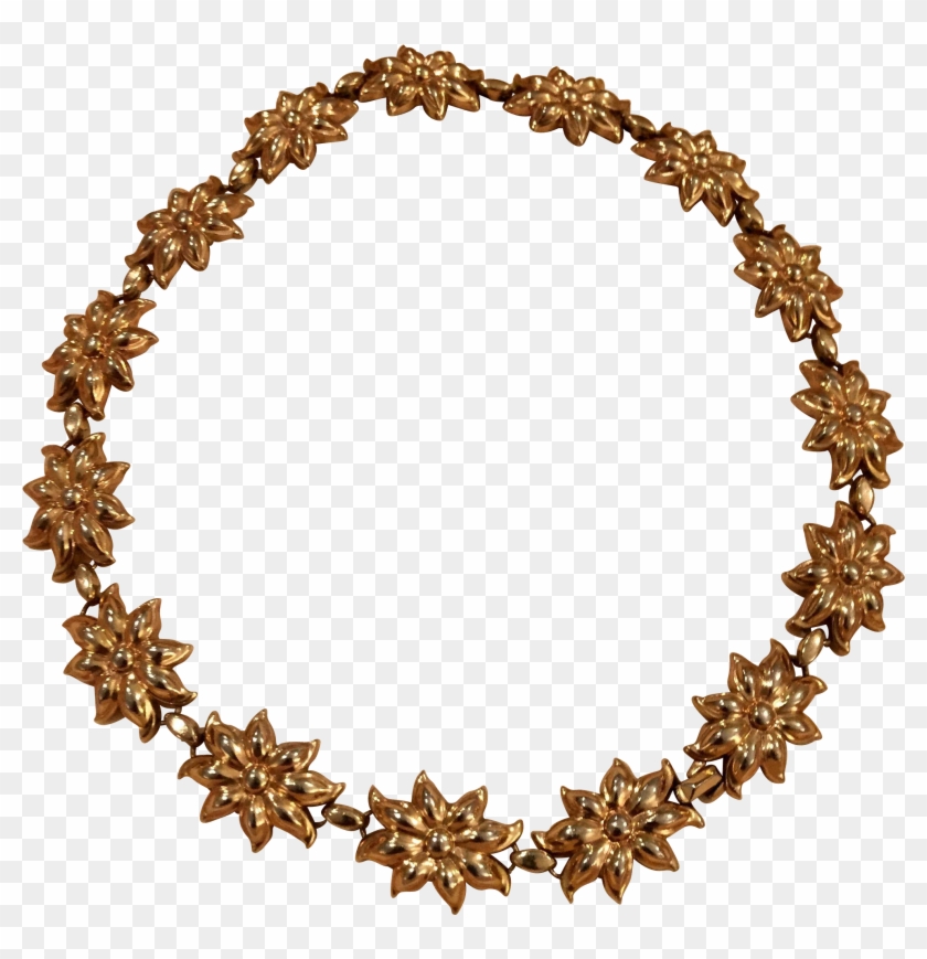 Trifari Copper Precious Gold Tone Flower Necklace Seventies - Bracelet #1093870