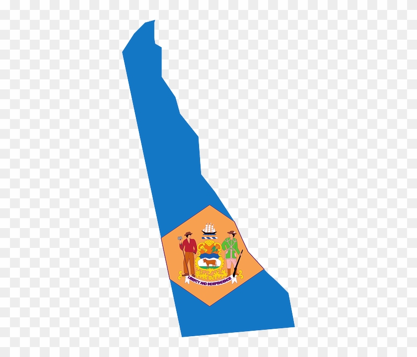 Flag, Outline, States, State, United, America, Delaware - Delaware State With Flag #1094186