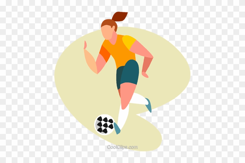 Women Playing Soccer Royalty Free Vector Clip Art Illustration - Girl Playing Soccer Clip Art #1094976