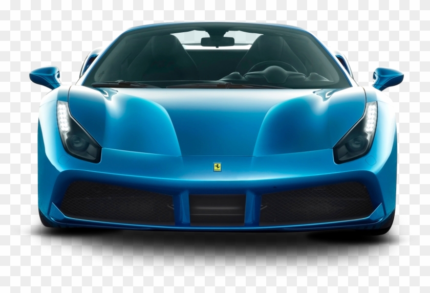 Blue Ferrari 488 Spider Car Png Image - Ferrari 488 Front Png #1094990