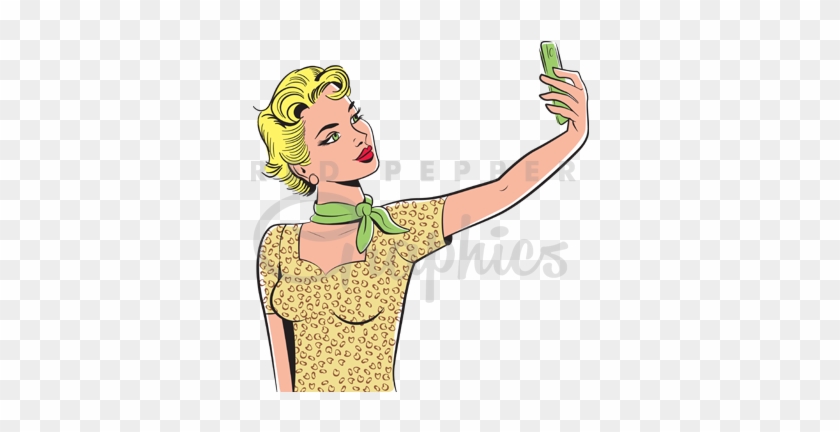 Retro Selfie Girl Clipart 50s Vintage Dame S Retro - Self-portrait #1095034