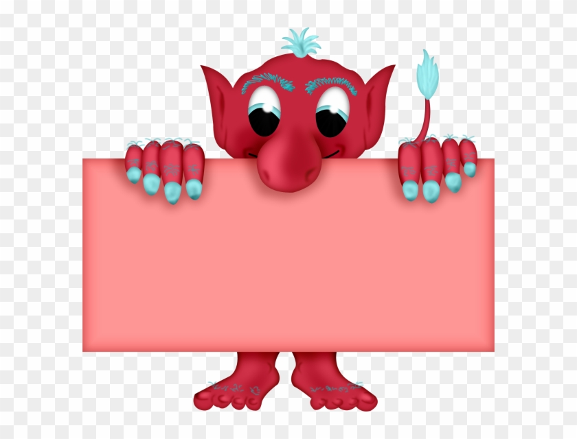 Red Monster With Blank Sign - Monster #1095168