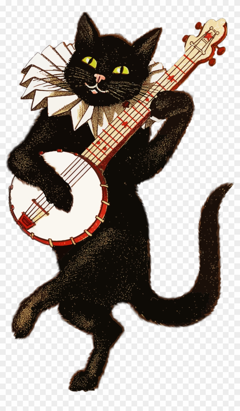 Clipart Vintage Cat Playing Banjo Banjo Catfish Profile - All Types Of Cartoon #1095317