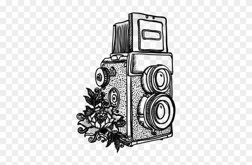 vintage camera vector outline