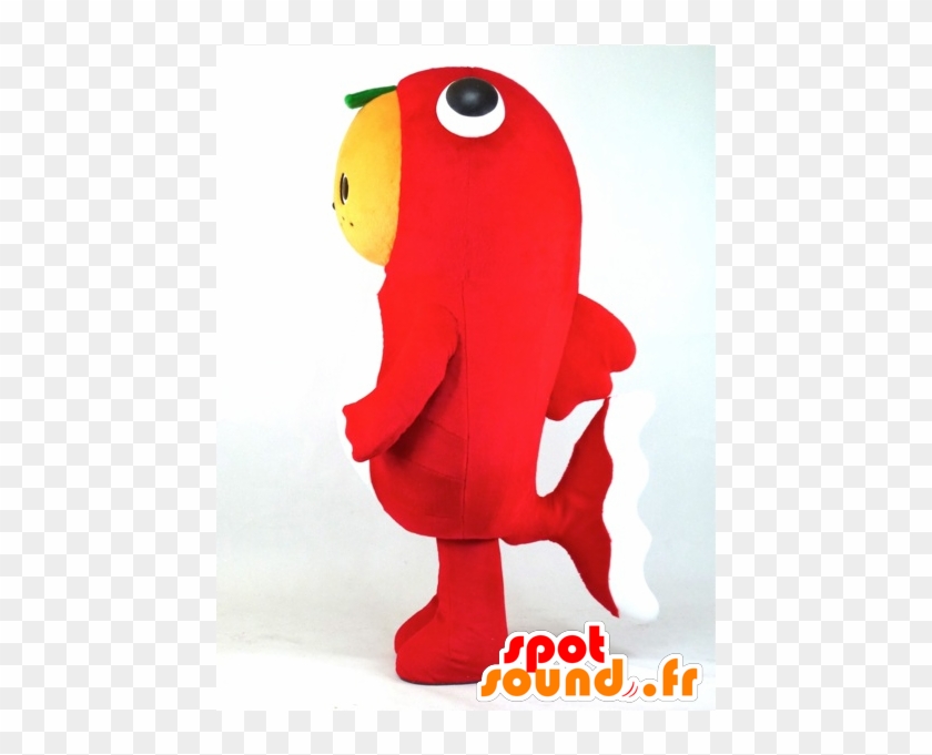 Mikakin Mascot, Giant Red Fish With An Orange Head - Nottorin New Spotsound Masot Yuru-chara Green Man With #1096069