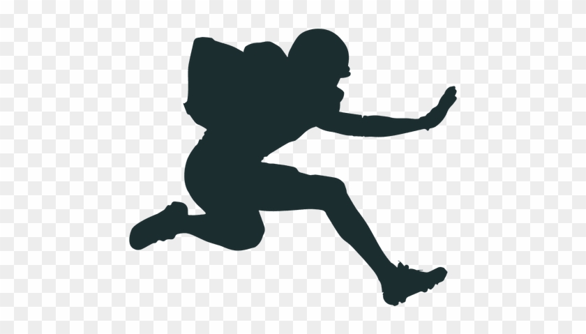 Jumping American Football Player Silhouette Transparent - American Football Silhouette Png #1096195