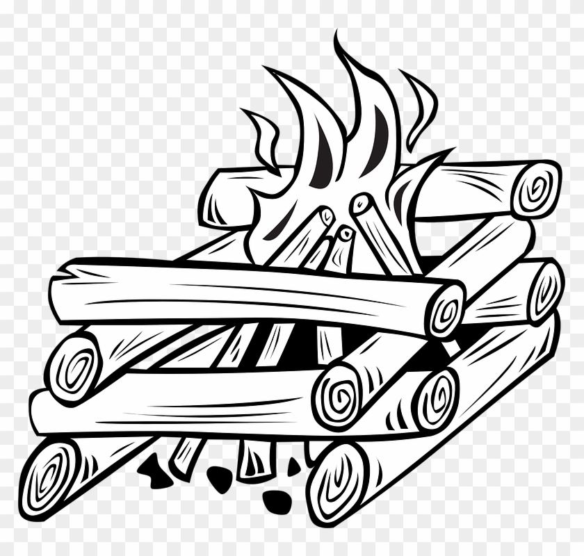 Isolated Illustration Campfire Logs Burning Bonfire - Campfire Clip Art #1096931