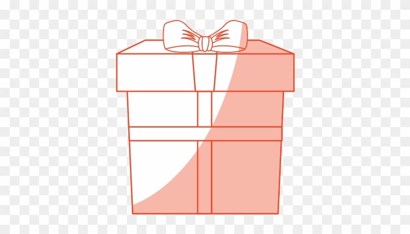 Orange Shading Silhouette Cartoon Giftbox With Wrapping - Box #1097060