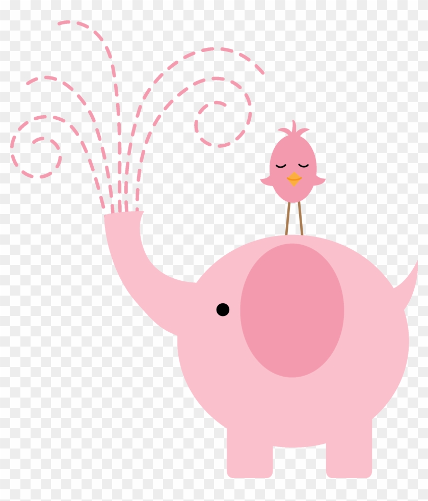 Pink Elephant Baby Shower Clip Art - Elefante Bebe Rosa Png #1097266