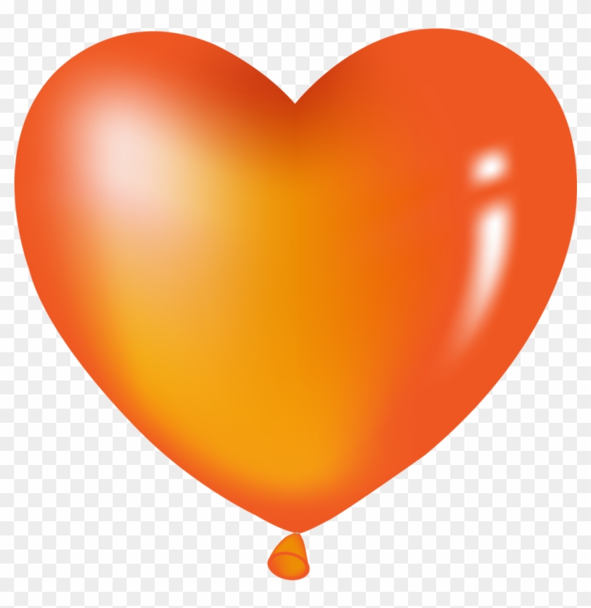 Orange Heart Balloon - Heart Shaped Balloon Clipart #1097465