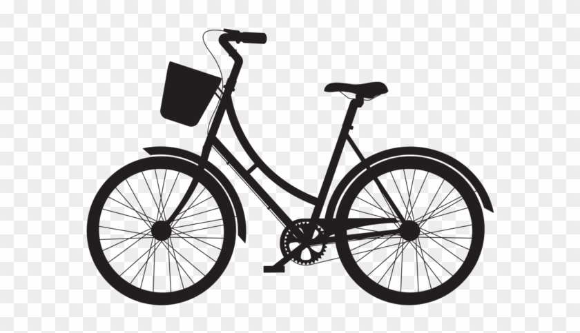 Bicycle With Basket Silhouette Png Clip Art - Bicycle With Basket Clip Art #1097522