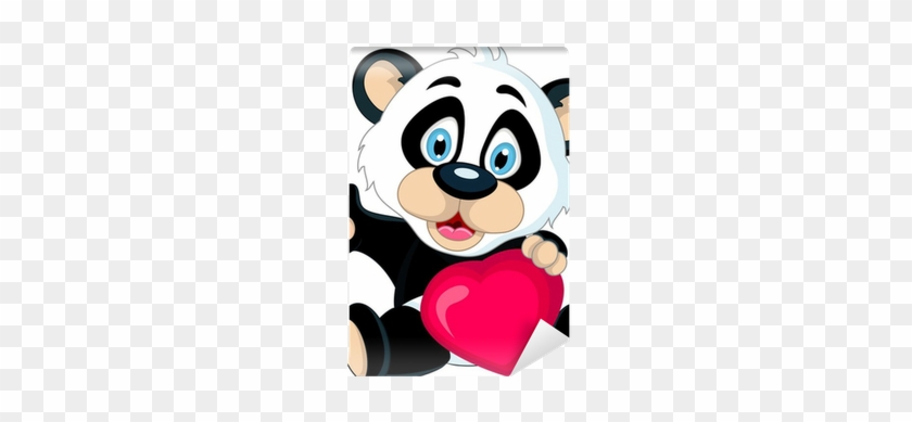 Cute Baby Panda Holding Love Heart Wall Mural • Pixers® - Panda Holding Blank Sign #1097686