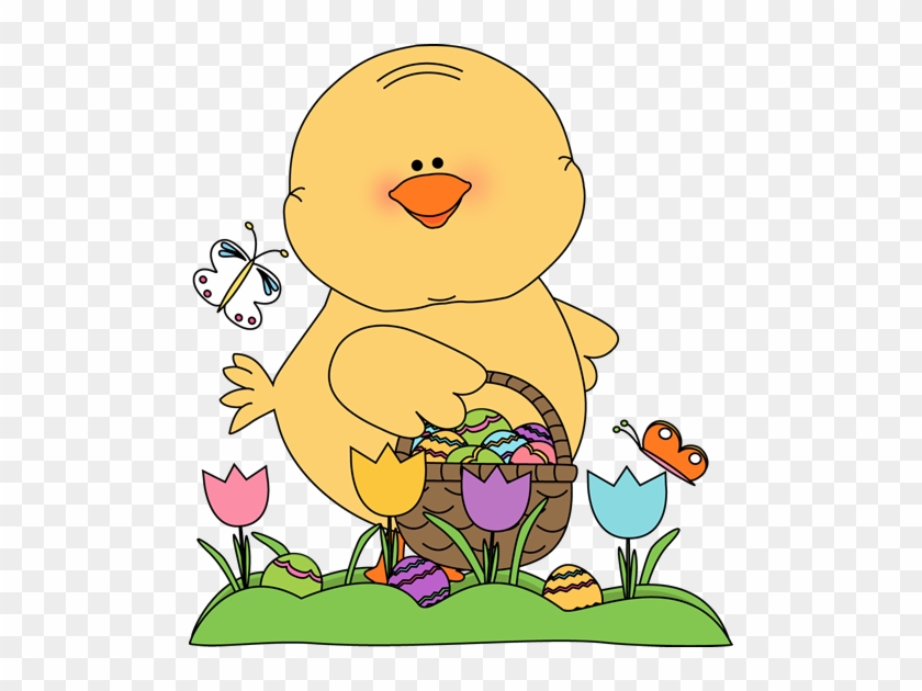 Chick On An Easter Egg Hunt - Spring Easter Clip Art #1097695