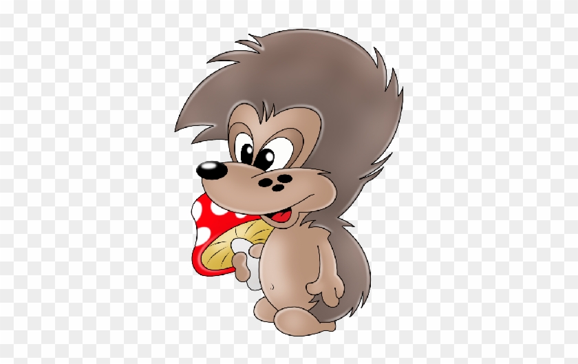 Hedgehog Cartoon Clipart Image With Mushroom - Hegehogs Animal Animated #1097715