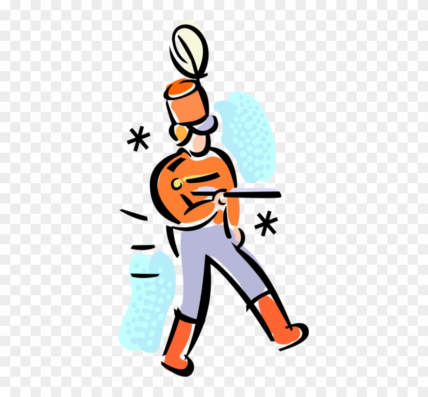 Vector Illustration Of Marching Band Leader Drum Major - Cartoon #1097801