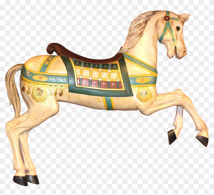 Polychrome Decorated Carousel Prancer Horse - Horse Carousel Png #1097854