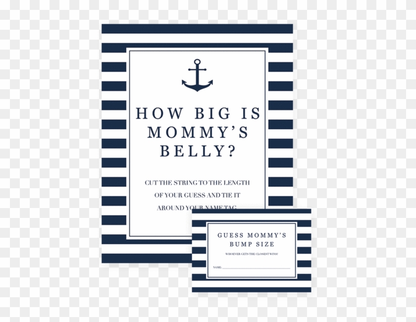 Nautical Baby Shower Activity Guess Mommy's Belly Size - Marine-blaue Streifen Ist Es Eine Jungen-babyparty #1097955