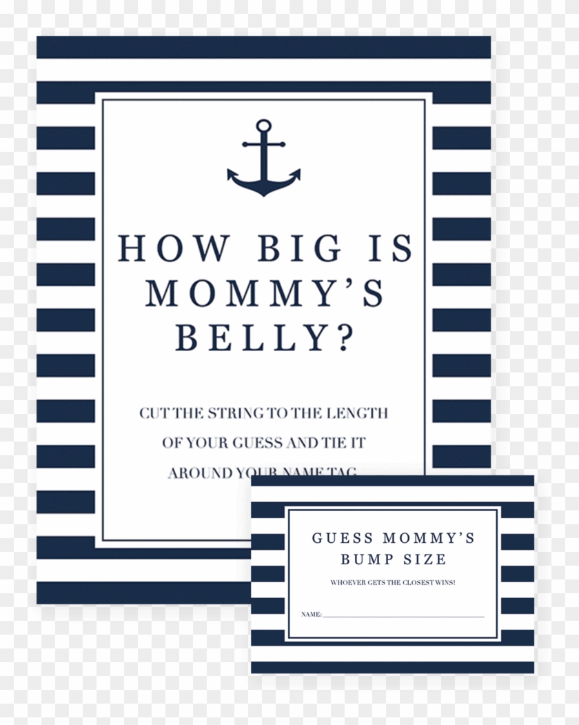 How Big Is Mommy's Bump Size Game For Boy By Littlesizzle - Marine-blaue Streifen Ist Es Eine Jungen-babyparty #1097958