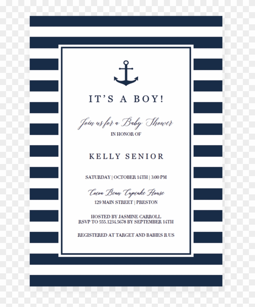 Navy Stripes Invitation Sample Format Of Nautical Baby - Nautical Baby Shower Invitations #1097970