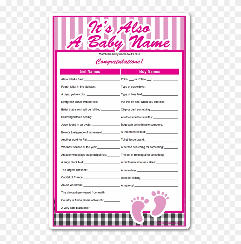 It's Also A Baby Name - It's Also A Baby Name Game Free Printable #1097978