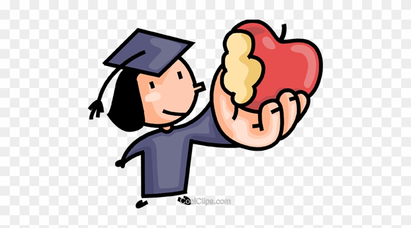 Graduate Taking A Bite Out Of An Apple Royalty Free - Cartoon #1098060