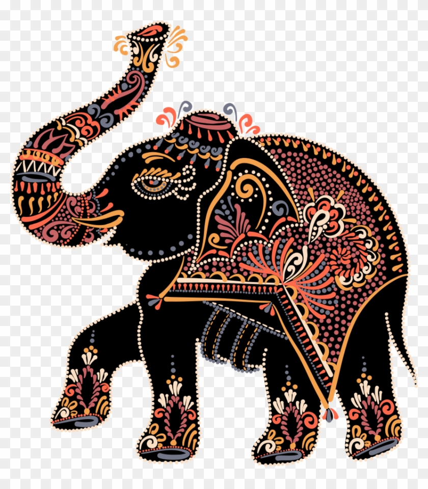 Elephant Painting Folk Art Illustration - Elephant Indian Images Vector #1098168