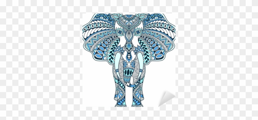 Vector Blue Decorated Indian Elephant Sticker • Pixers® - Awesome Animals Volume 6 #1098172