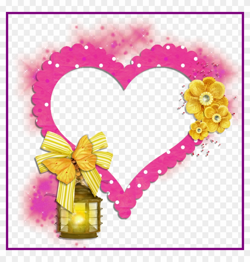 Appealing Transparent Frame Pink Heart With Yellow - Heart Frame Yellow #1098273